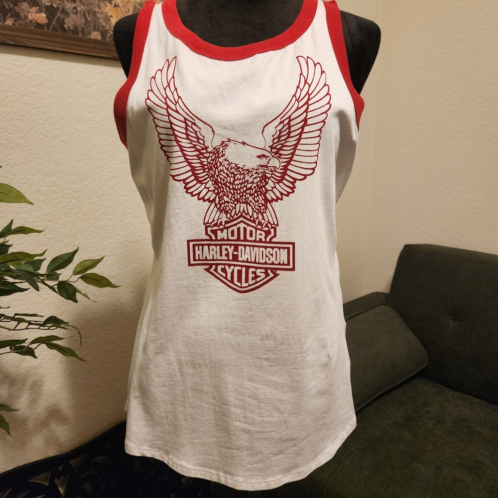 Harley-Davidson White and Red Tank Top